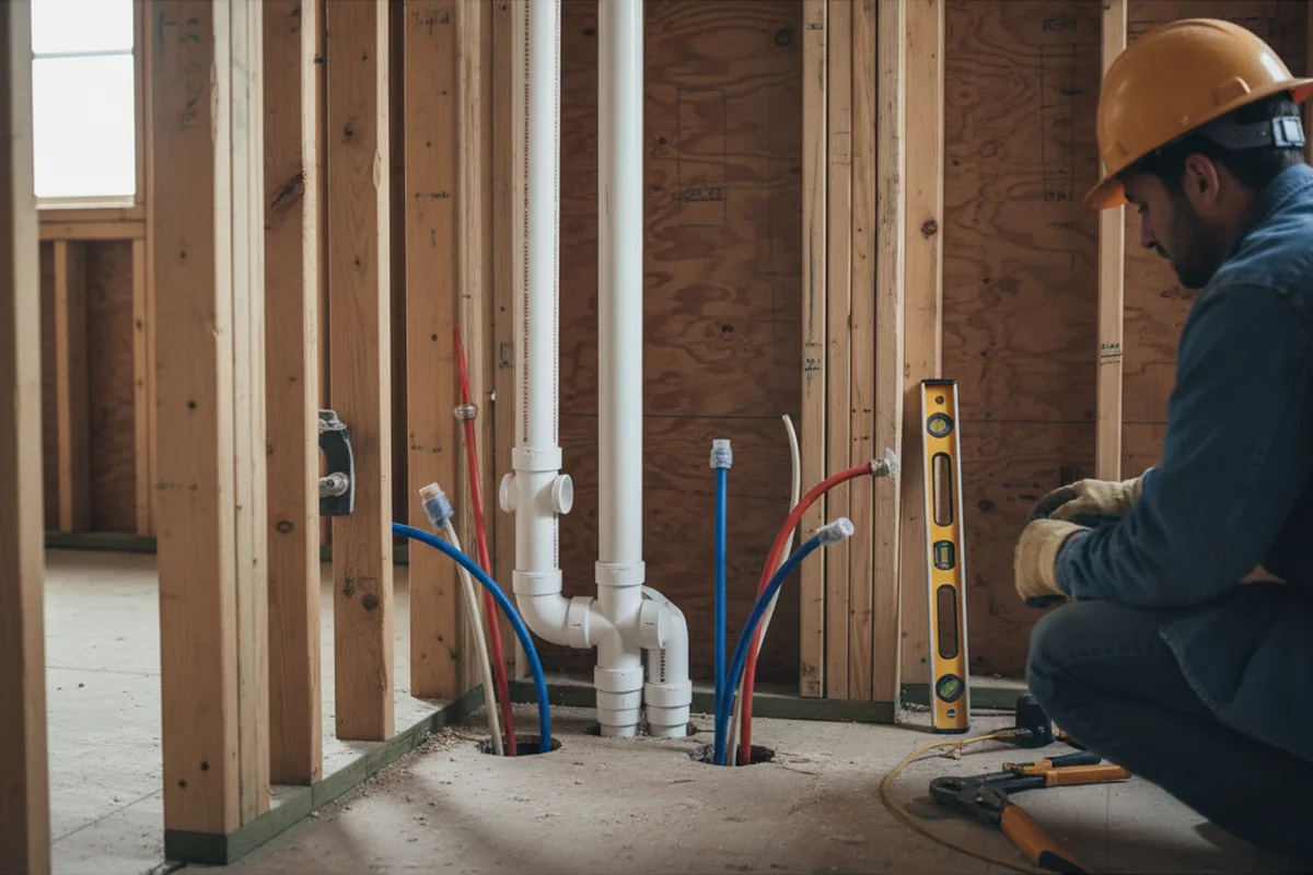 Drain and supply rough-in during Garbage Disposal Repair in Burlington Flats